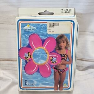 Vintage Intex Wet Set Flower Ring Pool Float Pink Bumble Bee 1999 29.5 Inch NOS